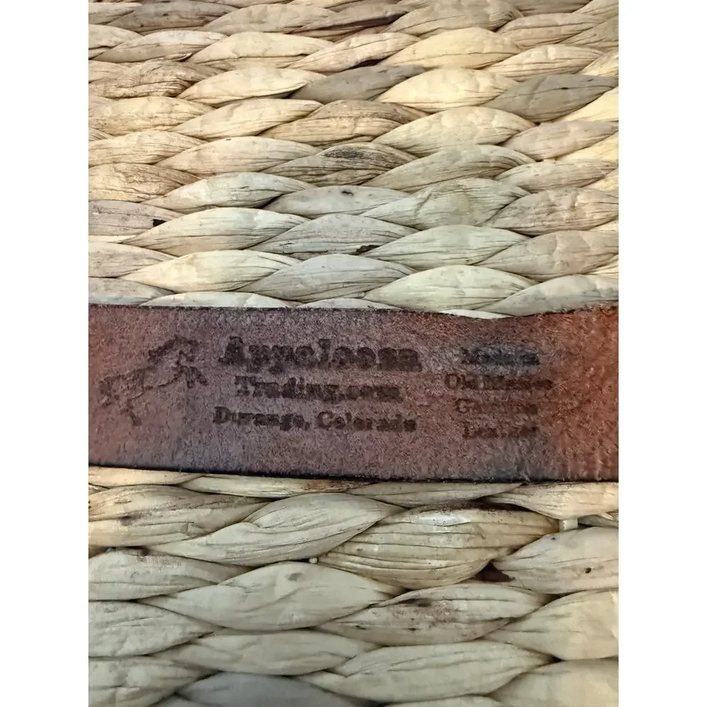 Vintage 1990s Appaloosa Trading Co Tooled Leather Belt Strap Sz 36 No Buckle